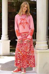 Bias The Way Skirt Red & Pink