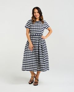 Scarlett Dress Navy Check