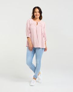 Hazel Top Pink Check