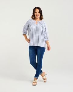 Zafina: Hazel Top Blue Check