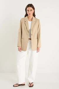 Blazers And Jackets: Atlantic Taupe Lyocell Cotton Blazer