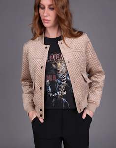 Crop Velvet Bomber Taupe