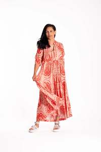 Collar Tiered Dress Palm