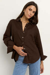 Optimum Chocolate Linen Oversized Shirt