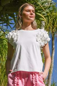 All Tops: Ruffle Energy Tee White