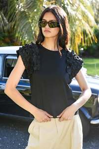 All Tops: Ruffle Energy Tee Black