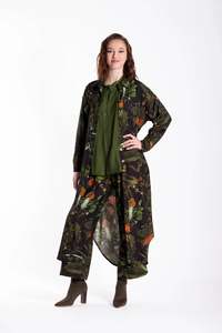 Long Shirt Dress Green Foliage