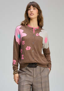 Zaket Plover: Petal Play Cardi  Bark
