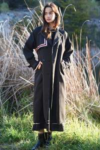 All Tops: Trench Connection Coat Black