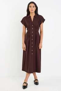 Dresses: Carriage Chocolate Midi Shirt Dress