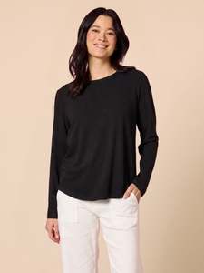 Brushed Cotton Crew Neck Tee Black