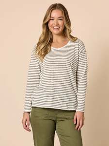 Now: City Stripe Tee Khaki/Ivory