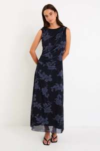 Dresses: Frame midnight floral mesh sleeveless maxi dress