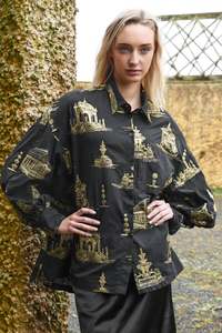 Loose & Luxe Shirt- Black & Gold