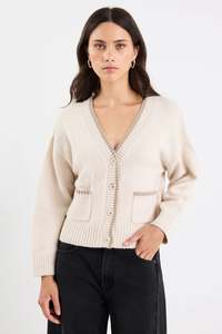 All Tops: Rapport ivory v neck contrast edge cardigan