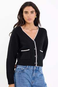 All Tops: Rapport Black Contrast Edge Cardigan