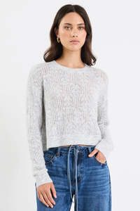 All Tops: Adulation grey marle pointelle fluffy jumper