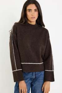 Quest chocolate contrast detail jumper