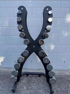 NZ POWER CHROME DUMBBELL SET WITH STAND - X SHAPE