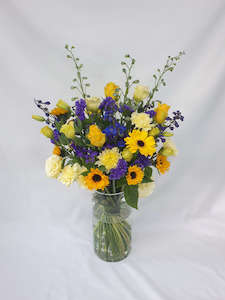 Flowers: Yellow and Blue Bouquet