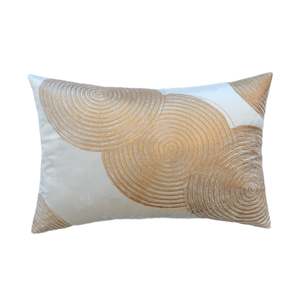 Circular gold-embossed embroidered throw pillow