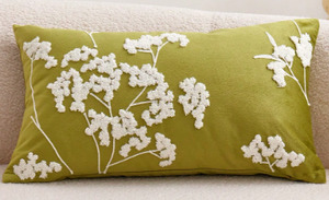 Babysbreath embroidered Throw Pillow