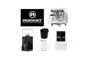 Rocket Cronometro V Giotto & Eureka Mignon Specialita grinder (black) package
