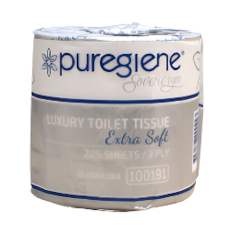 Covid 19: Puregiene Sovereign 3-ply Toilet rolls 225sht Ctn/48