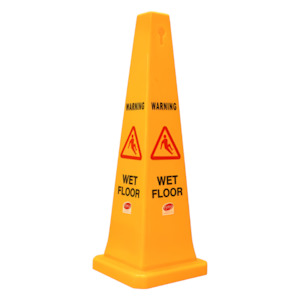 Floor Signs: Safety Cone - Wet Floor Yellow