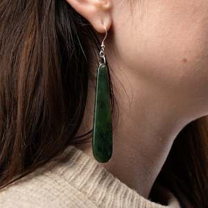 Accessories: Large Drop Pounamu Earrings 65mm