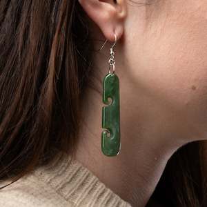 Accessories: Medium Drop Koru Pounamu Earrings 50mm