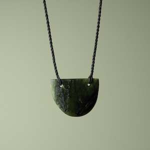 Greenstone Pounamu Breast Plate Necklaces: Small Kawakawa Pounamu Breastplate