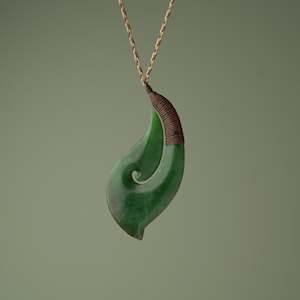Whakanui Celebrations: XL Greenstone Hei Matau Pendant