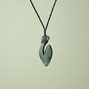 Protection: Medium Kawakawa Greenstone Hei Matau Pendant