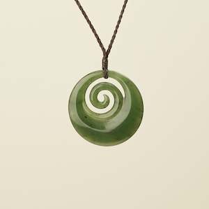 Strength: Koru Kawakawa Large Greenstone Pendant