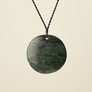 Porowhita Rā/Sun Pounamu XL Pendant, Black Binding