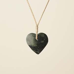 Heart: Manawa Heart Kawakawa Pounamu Small – Medium Pendant