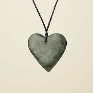Black Friday 30 Off: Manawa Heart Kawakawa Pounamu XL Pendant, Black Binding