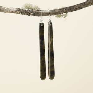Accessories: Drop Polished Tangiwai Pounamu Large Earrings 75mm