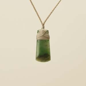 Pendants: Toki Kahurangi Pounamu Extra Small Pendant Tan Binding
