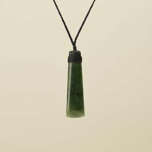 Toki Adze: Medium Large Kahurangi Toki Pounamu Pendant Black Binding