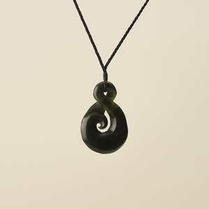 Large Greenstone Koru Pikorua Pendant