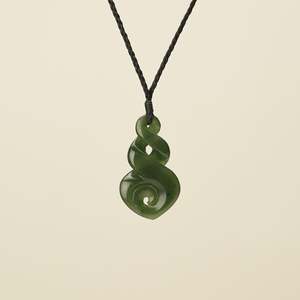 Koru Pendants: Double Pikorua with Koru Pounamu Pendant