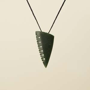Notched Niho Tooth Kawakawa Greenstone Medium Large Pendant