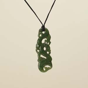 Manaia: Manaia Greenstone Large Pendant Kawakawa