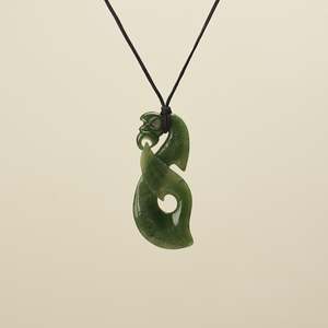 Manaia Whale Tail Greenstone Large Pendant Kawakawa