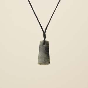 Toki Matte Kōkopu Pounamu Small Pendant, Black Binding