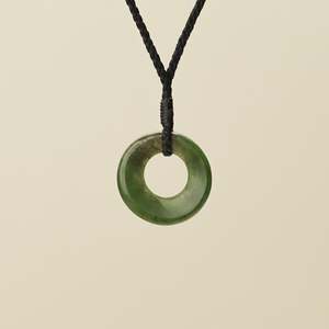 Pendants: Porowhita Circle of Life Kawakawa Pounamu Small, Black Binding