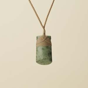 Pendants: Toki Inanga Medium Pounamu, Tan Binding