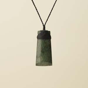 Toki Hapopo Pounamu Medium Large Pendant, Black Binding